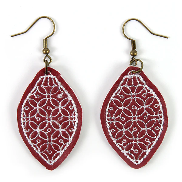 Deck the Halls Ornament Leather Earrings (In-the-Hoop) - Image 2