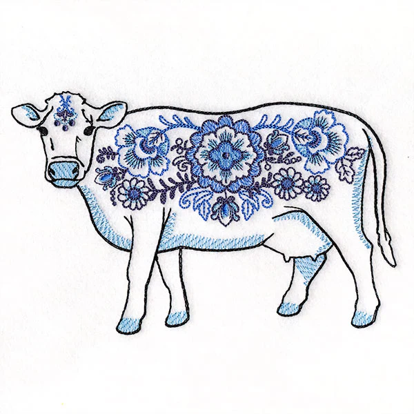 Delft Blue Flowers Dairy Cow - Image 4