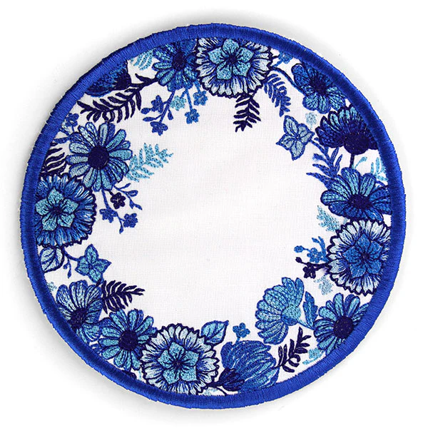 Delft Blue Flowers Kitchen Trivet (In-the-Hoop) - Image 3