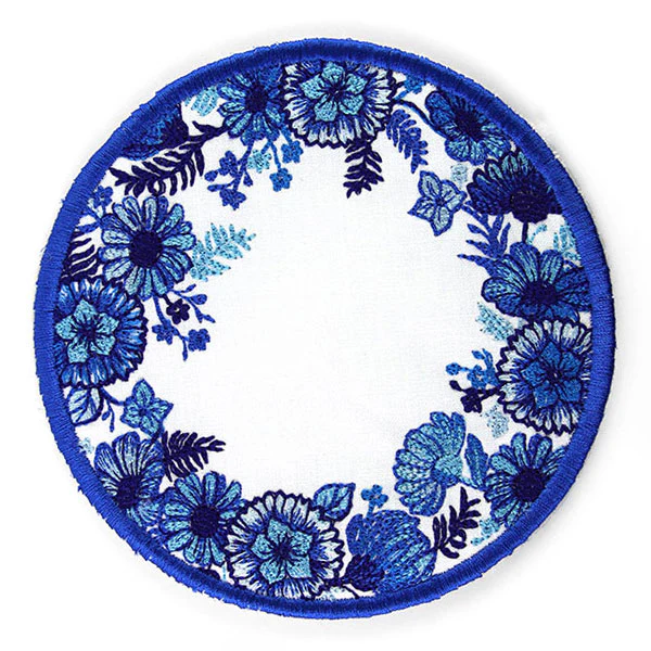 Delft Blue Flowers Kitchen Trivet (In-the-Hoop) - Image 5