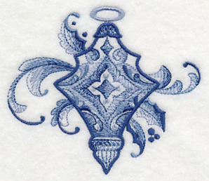 Delft Blue Holly and Swirls Ornament - Image 2