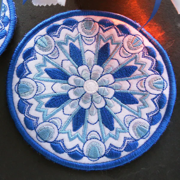 Delft Blue Mandala Coaster (In-the-Hoop) - Image 6