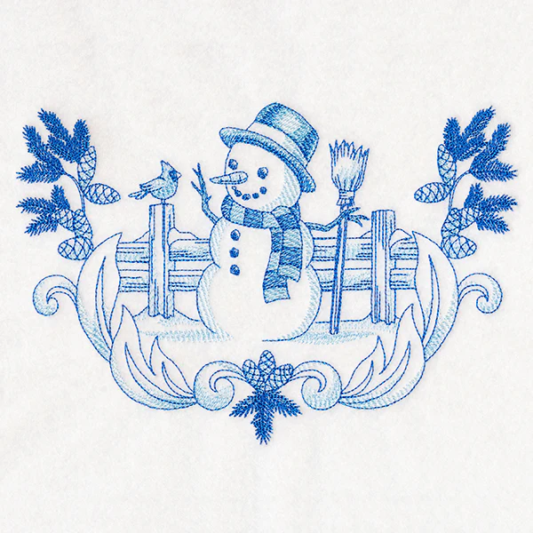 Delft Blue Snowman Scene - Image 2