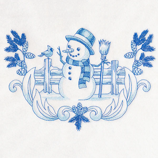 Delft Blue Snowman Scene - Image 5