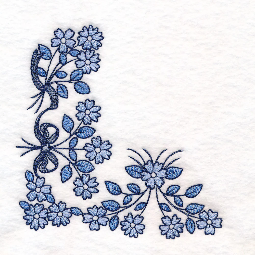 Delicate Delft Blue Corner - Flower 3 - Image 2