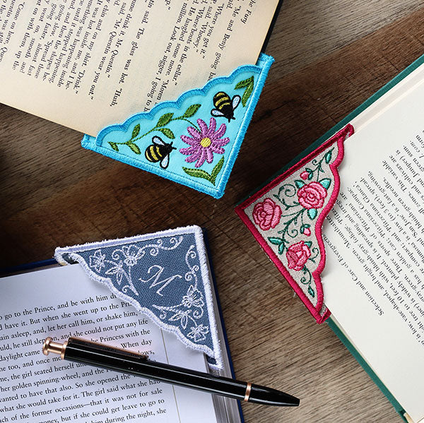 Delicate Floral Corner Bookmark (In-the-Hoop) - Image 3