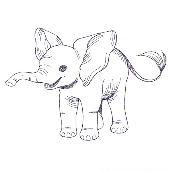 Delightful Baby Elephant Etching - Image 5