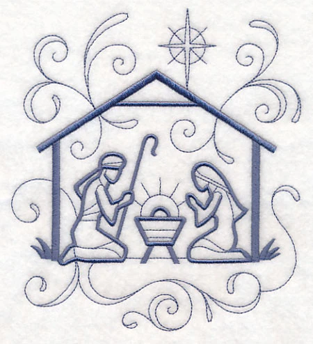 Doodle Holy Family in Stable