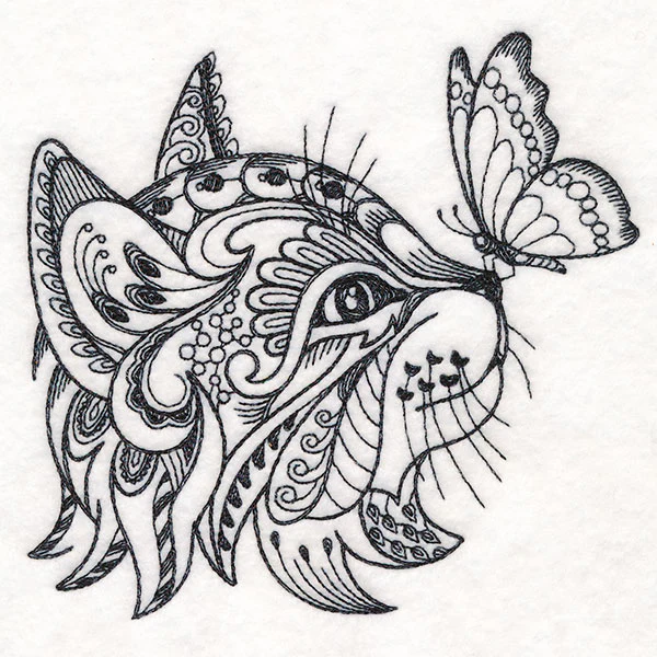 Doodle Treasure - Kitten and Butterfly (Blackwork) - Image 5