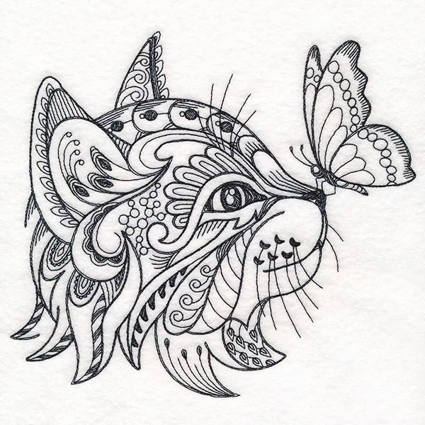 Doodle Treasure - Kitten and Butterfly (Blackwork) - Image 7