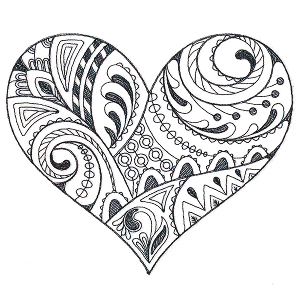 Doodle Treasures - Heart (Blackwork) - Image 2