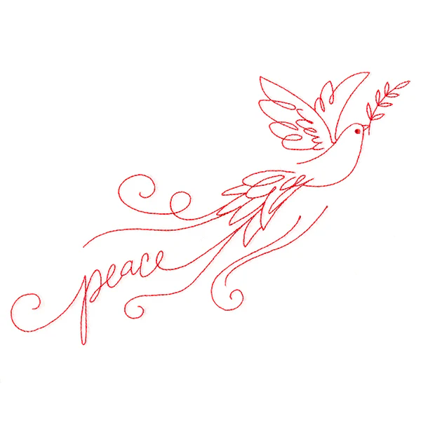 Dove with Peace (Redwork)