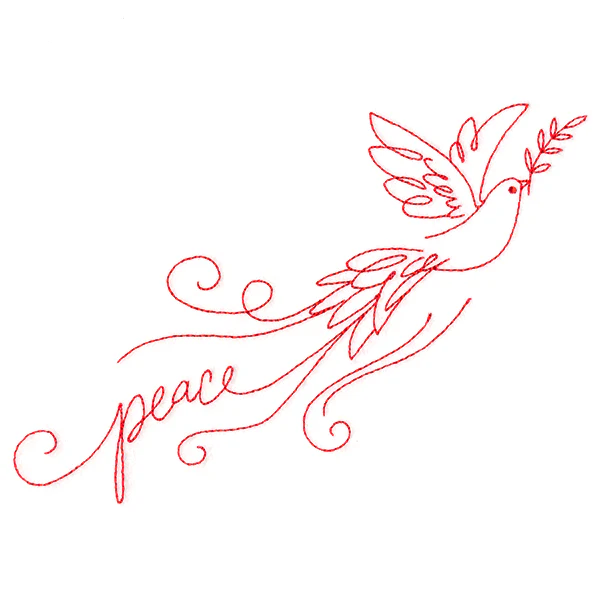 Dove with Peace (Redwork) - Image 2