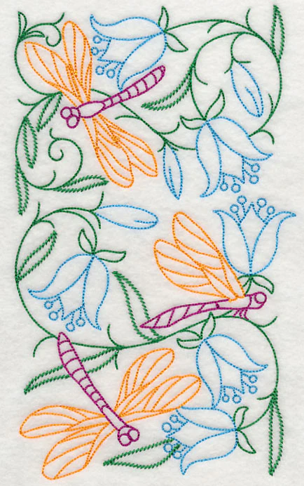 Dragonflies in Flowers 1 (Vintage) - Image 2