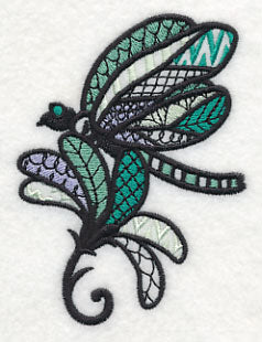 Dragonfly on Flower (Blackwork) - Image 2
