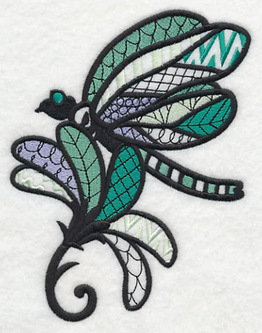 Dragonfly on Flower (Blackwork) - Image 3