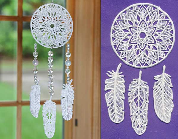 Dream Catcher and Feathers (Lace) - Image 3