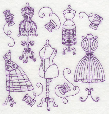 Dress Form Medley (Redwork) - Image 3