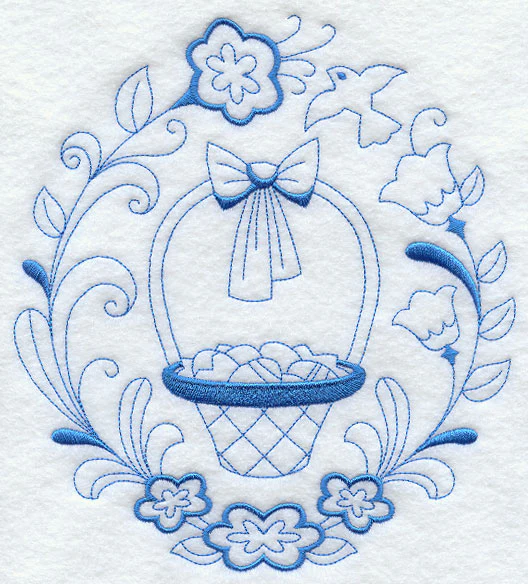 Easter Basket Circle (Redwork) - Image 5
