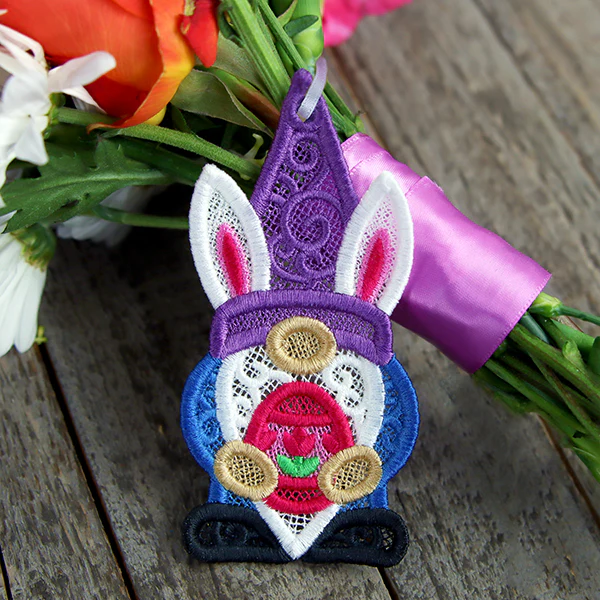 Easter Egg Hunt Gnome Ornament (Lace) - Image 2