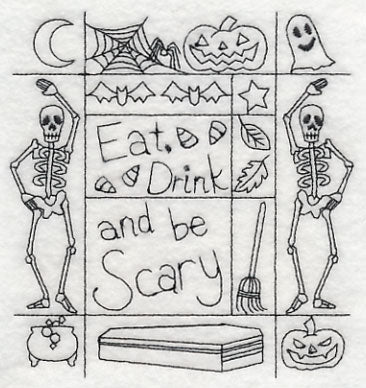 Eat, Drink and Be Scary Shadow Box (Blackwork) - Image 3