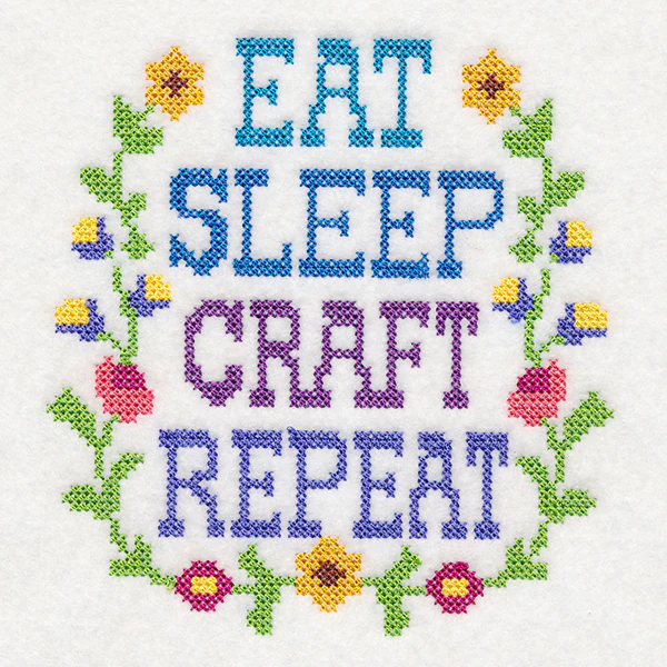 Eat Sleep Craft Repeat (Cross Stitch) - Image 2