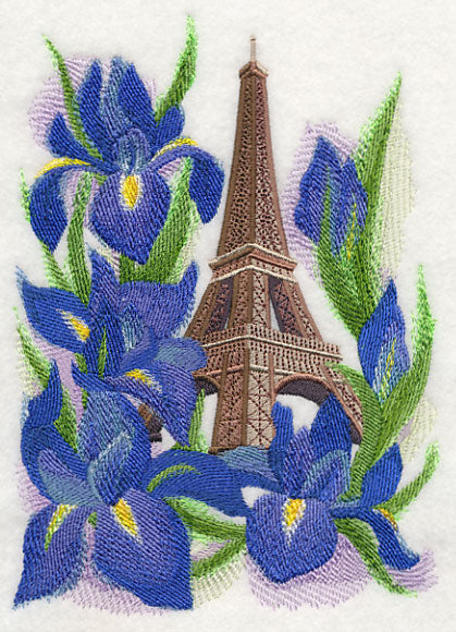Eiffel Tower and Irises in Watercolor - Image 3