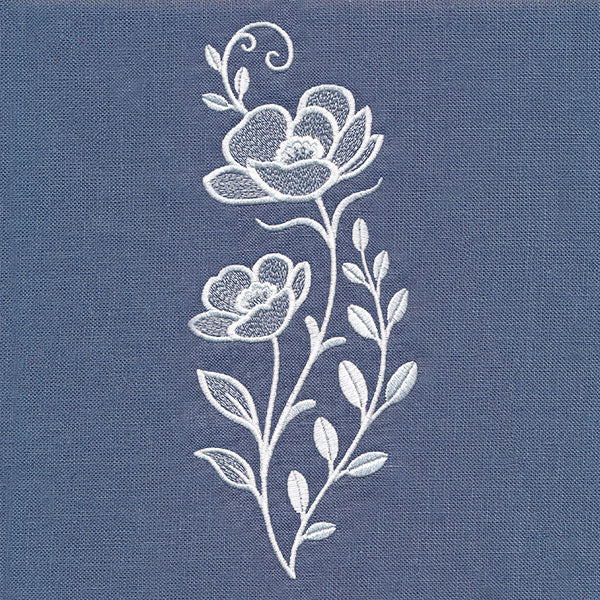 Classic Blooms Tall Border 2 (Whitework) - Image 2