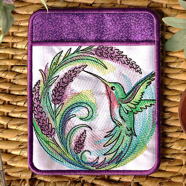 Lavender Hummingbird Potholder (In-the-Hoop) - Image 5