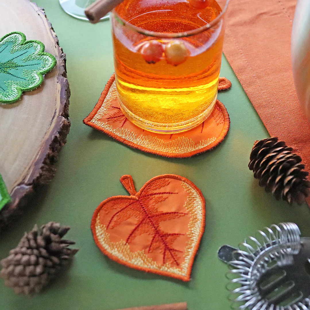 Autumn Aspen Leaf Coaster (In-the-Hoop) - Image 3