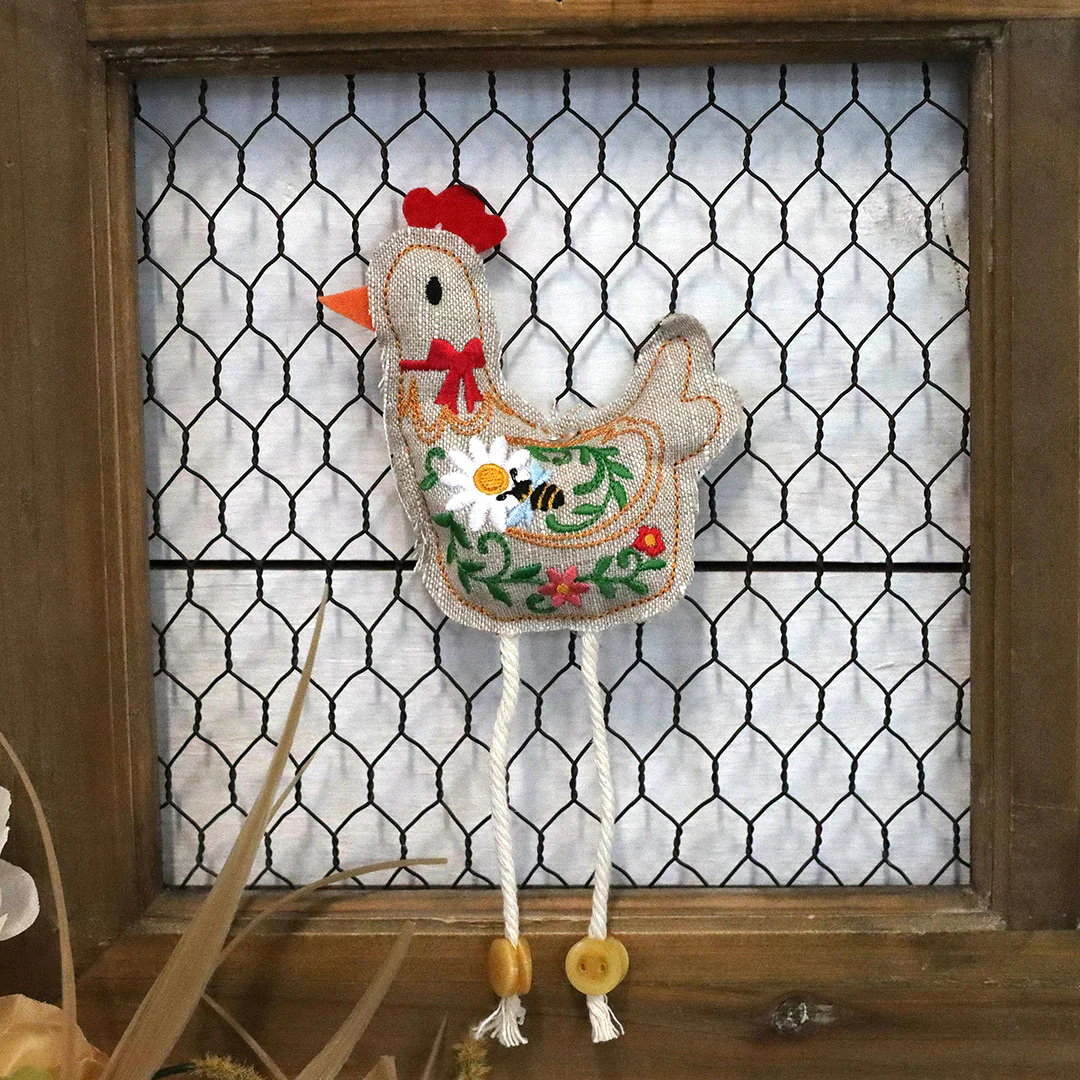 Floral Hen Stuffie (In-the-Hoop) - Image 3