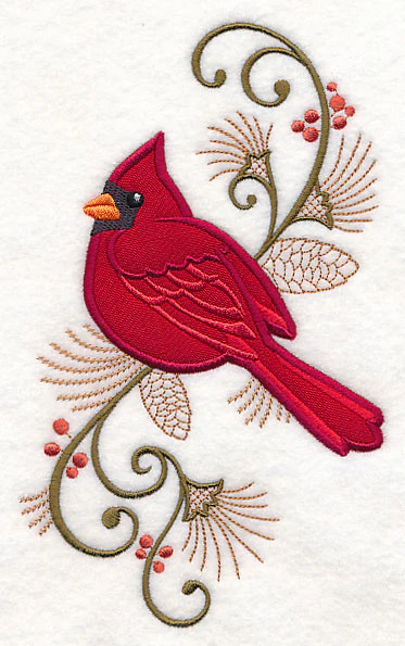 Elegant Cardinal Spray (Applique) - Image 3