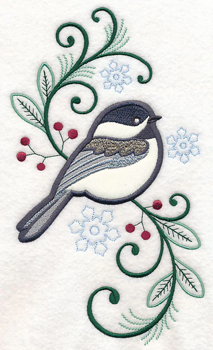 Elegant Chickadee Spray (Applique) - Image 2