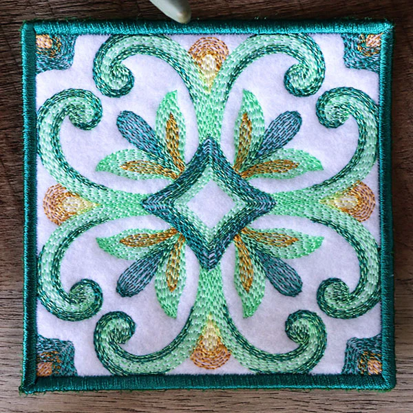Elegant Color Theory Square Coaster (In-the-Hoop) - Image 3