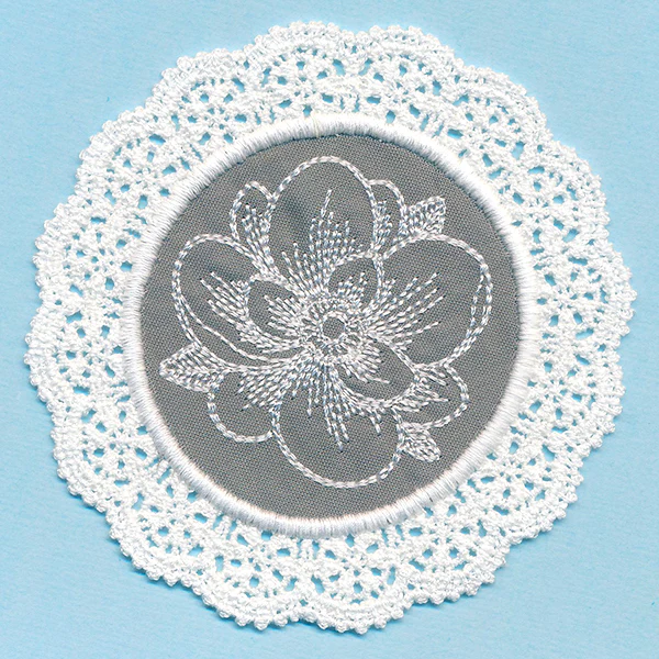 Elegant Magnolia Fabric Doily (Lace) - Image 3