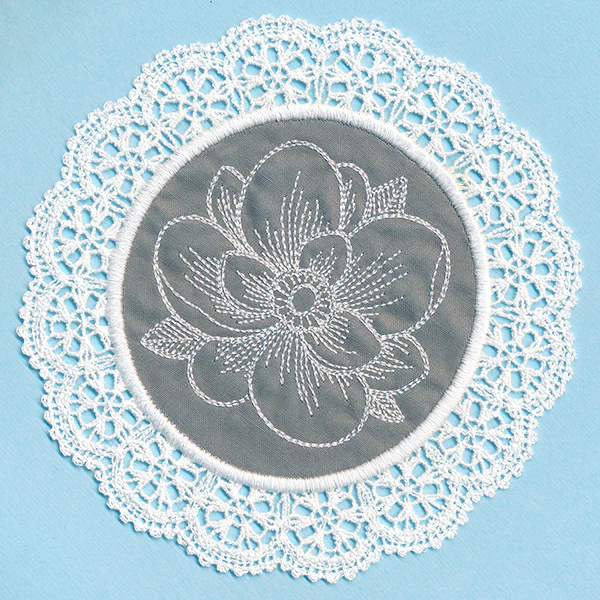 Elegant Magnolia Fabric Doily (Lace) - Image 4