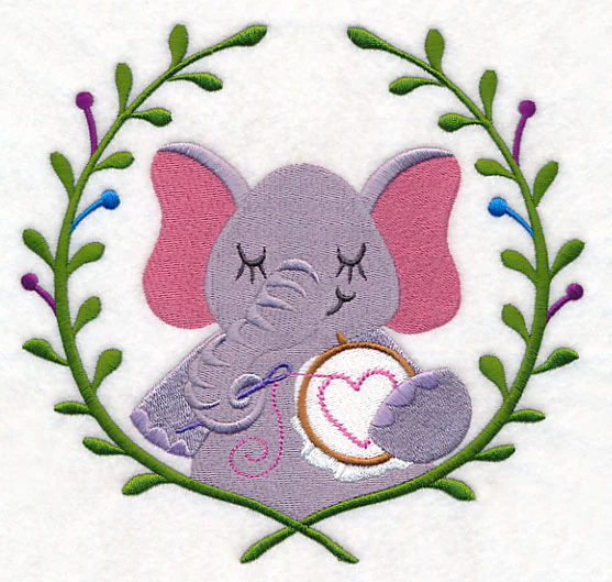 Elephant Embroidering Laurel - Image 2