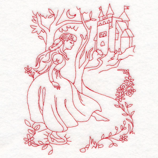 Enchanted Fairy Tale - Cinderella (Redwork) - Image 2