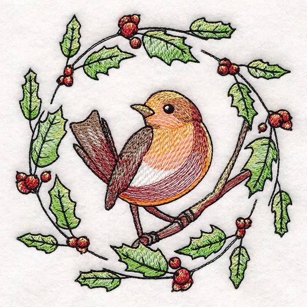 European Robin & Holly Wreath - Image 7