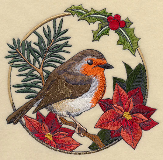 European Robin in Christmas Blooms - Image 2