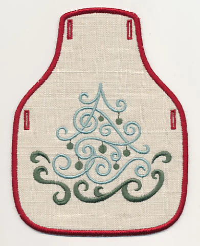 Fa La La Filigree Christmas Tree 3 Bottle Apron (In-the-Hoop)
