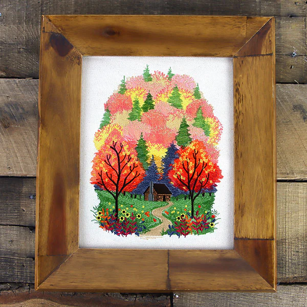 Fall in the Forest Cabin Scene - Image 2