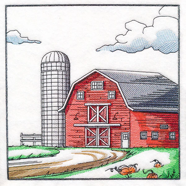 Fall on the Farm Scene - Barn and Silo - Image 13