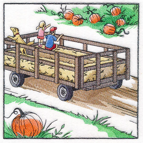 Fall on the Farm Scene - Hay Ride Wagon - Image 3