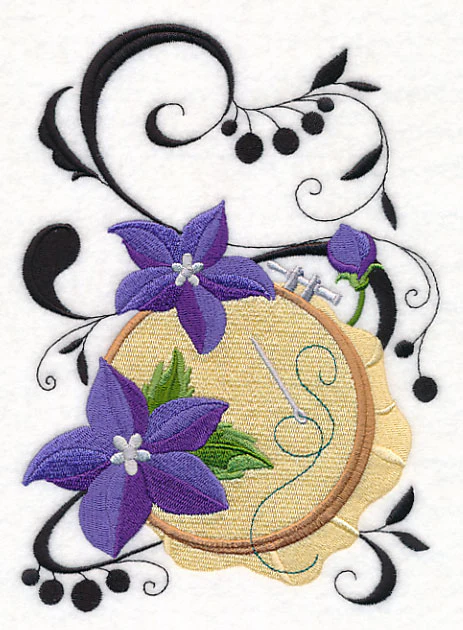 Fanciful Embroidery Hoop with Balloon Flowers - Image 2