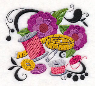 Fanciful Sewing Notions with Zinnias
