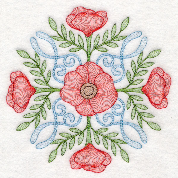 Fancy Floral Medallion - Poppy - Image 2