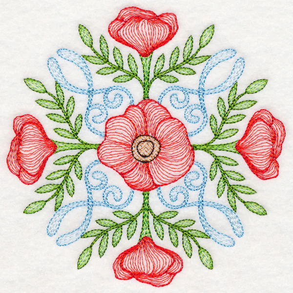 Fancy Floral Medallion - Poppy - Image 4