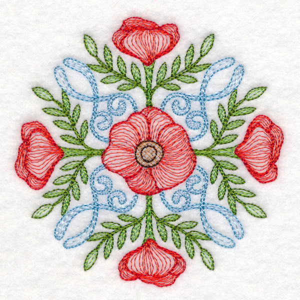 Fancy Floral Medallion - Poppy - Image 5