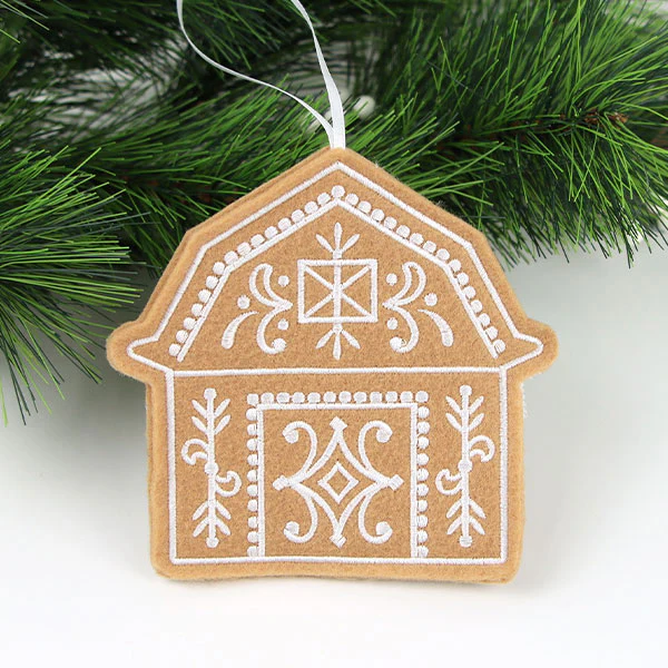 Farm Gingerbread Cookie Ornament - Barn (In-the-Hoop) - Image 3